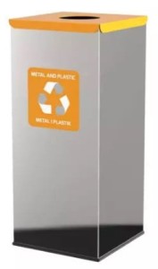 Kosz na śmieci 60L stal nierdzewna na odpady plastik i metal - segregacja odpadów DS-PRESTIŻ 