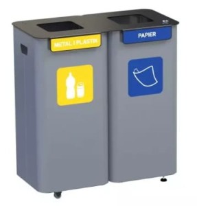 Kosz na odpady, śmieci 2 x 70 L do segregacji odpadów mobilny DS-MODULAR II