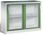 Szafa uniwersalna warsztatowa 100x120x60 z przezroczystymi przesuwnymi drzwiami,  dostawna, szeroka, ocynkowane półki 2066-055