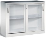 Szafa uniwersalna warsztatowa 100x160x60 z przezroczystymi przesuwnymi drzwiami,  dostawna, szeroka, ocynkowane półki 2166-055 