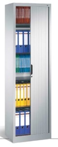 Szafa żaluzjowa 198x60x42  na dokumenty z półkami, drzwi przesuwne, metalowa 3200-00L-00R