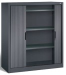 Szafa żaluzjowa 134,5x120x42 na dokumenty z półkami, średnia, drzwi przesuwne, metalowa 3223-00 