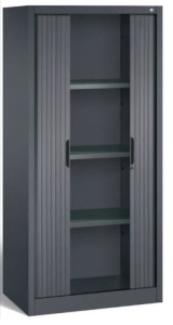 Szafa żaluzjowa 166x80x42 na dokumenty z półkami, średnia, drzwi przesuwne, metalowa 3211-00